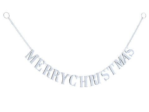 33.5" Merry Christmas Swag Ornament Silver (pack of 6)