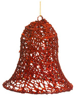 6.5"Hx6.75"D Glittered Bell Ornament Red (pack of 6)