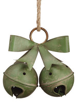 9.5" Metal Bell Ornament x2  Antique Green (pack of 12)