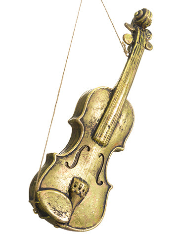 16" Violin Ornament  Antique Gold (pack of 6)