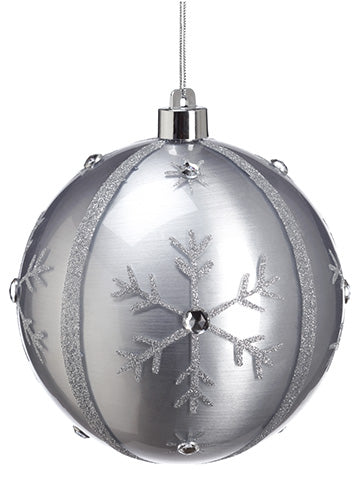6" Glittered Snowflake Ball Ornament Silver (pack of 6)
