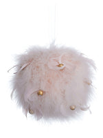 4" Furry Ball Ornament With Pearl Pink (pack of 8)