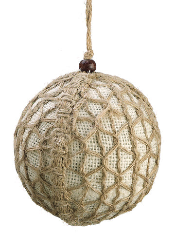4" Jute/Crochet Ball Ornament  Beige Natural (pack of 4)