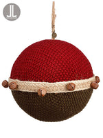 6" Knit Ball Ornament With Bell Red Green (pack of 6)