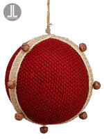 6" Knit Ball Ornament With Bell Red (pack of 6)