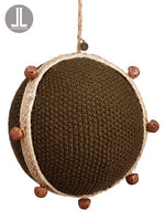 6" Knit Ball Ornament With Bell Green (pack of 6)