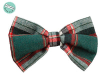 4" Plaid Bow Tie With Clip  Green (pack of 12)