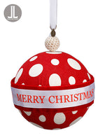 4.75" Merry Christmas Polka Dot Ball Ornament Red White (pack of 12)