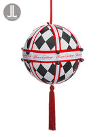 8" Season's Greetings Harlequin Ball Ornament With Bell Black (pack of 2)