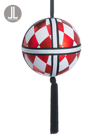 6" Harlequin Pattern Ball Ornament Red (pack of 6)
