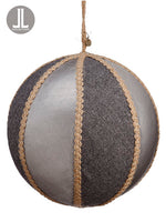 7.75" Ball Ornament  Silver Brown (pack of 2)