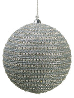 4" Jewel Cord Ball Ornament  Silver (pack of 4)