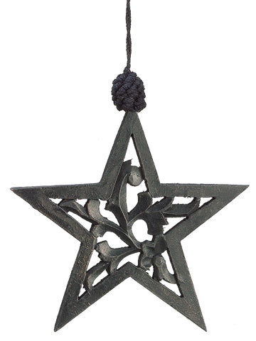 6.5" Wood Star Ornament  Black (pack of 6)