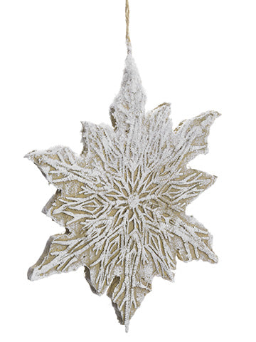 9" Lace Snowflake Ornament  White Natural (pack of 24)