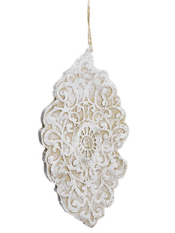 10" Lace Finial Ornament  White Natural (pack of 36)