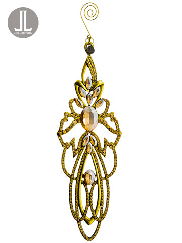 9" Rhinestone Drop Ornament  Iridescent Gold (pack of 12)