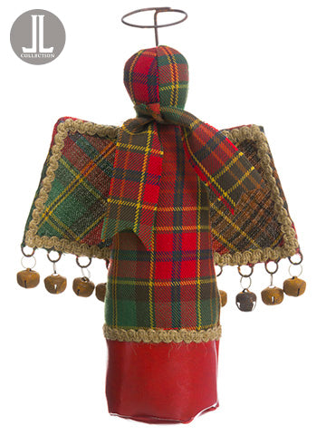 10" Plaid Angel Ornament  Red Green (pack of 6)