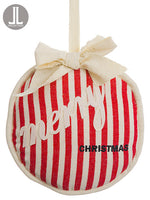 7" Merry Christmas Stripe Ornament Red Beige (pack of 6)