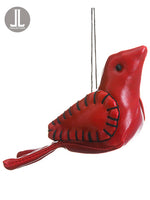 6" Leather Cardinal Ornament  Red (pack of 6)