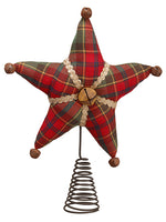 11" Plaid Tree Topper  Red Green (pack of 3)