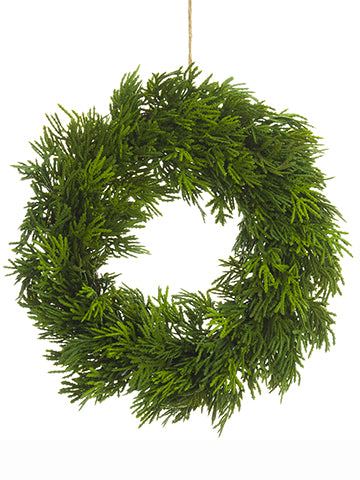10" Cedar Wreath Ornament  Green (pack of 4)