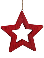 8" Wood Open Star Ornament  Red (pack of 20)