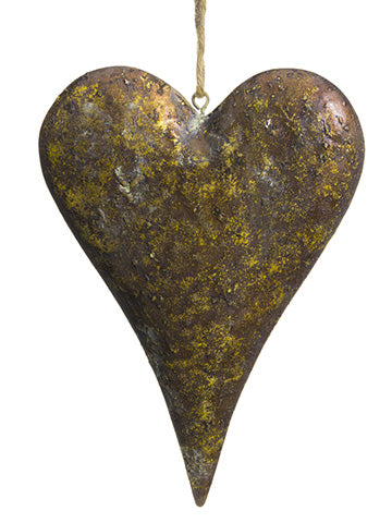 10.25" Metal Heart Ornament  Antique Gold (pack of 12)