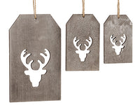 4.25"-8" Wood Reindeer Cutout Ornament in Gift Bag (3 Each/set) Gray (pack of 40)