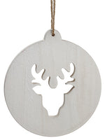 7.75" Wood Reindeer Ornament  White (pack of 20)