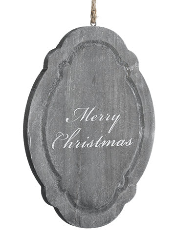 12.5" Merry Christmas Wood Ornament Gray (pack of 20)