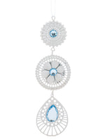 8.5" Glittered Jewel Drop Ornament White Blue (pack of 12)