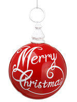 6.5" Merry Christmas Plastic Ball Ornament Red White (pack of 6)