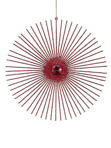 8" Glittered Rhinestone Starburst Ornament Red (pack of 36)