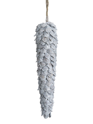 12" Pine Cone Icicle Ornament  Silver (pack of 6)