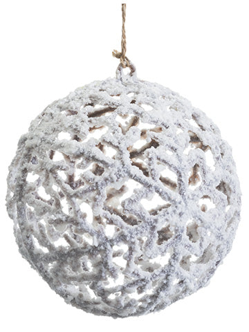 6" Snowed Ball Ornament  White (pack of 12)