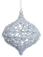 7" Beaded Filigree Onion Ornament Silver (pack of 12)