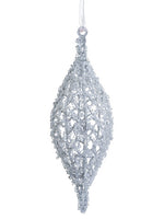 9" Beaded Filigree Finial Ornament Silver (pack of 12)