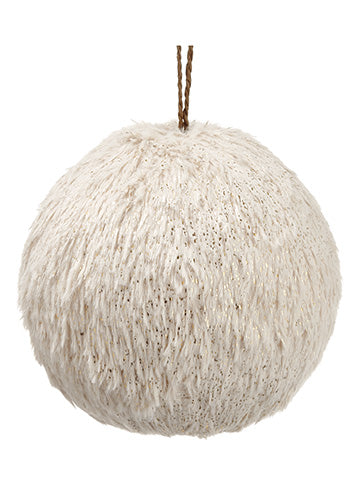 4.75" Fur Ball Ornament  Cream Gold (pack of 8)