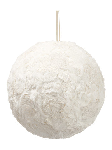 8.25" Fur Ball Ornament  Cream Gold (pack of 2)
