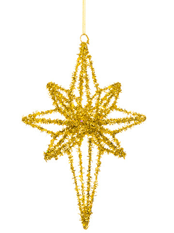 8.75" Glittered Northern Star Ornament Gold (pack of 24)