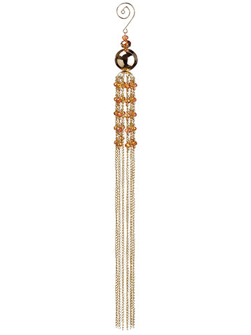 14.5" Hanging Chain Crystal Ornament Gold (pack of 6)