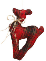 8" Plaid Reindeer Ornament  Red Green (pack of 6)