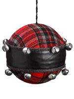 6" Plaid Chalkboard Fabric Ball Ornament Red Black (pack of 2)