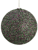 8" Glittered Plastic Ball Ornament Peacock (pack of 12)