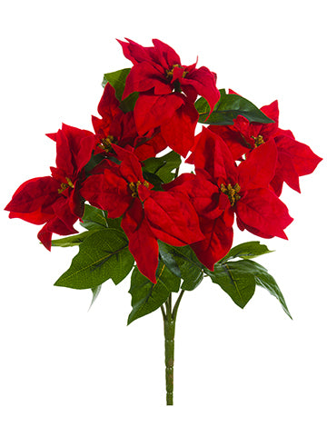 12.5" Mini Velvet Poinsettia Bush x5 Red (pack of 12)