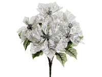 19.5" Poinsettia Bush x5  Platinum (pack of 6)