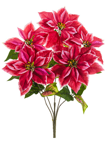 23.5" Marble Poinsettia Bush x5 Red White (pack of 6)