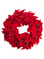 20" New Majestic Velvet Poinsettia Wreath Red Red (pack of 4)