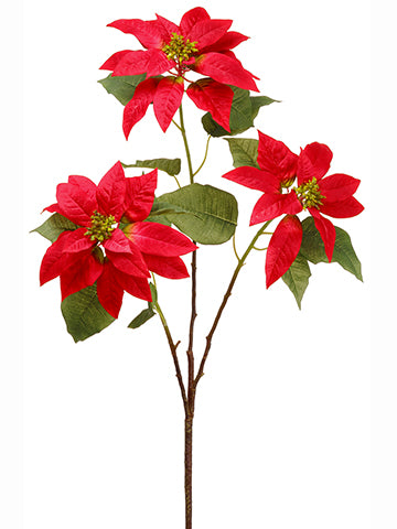 42" Poinsettia Spray  Red (pack of 6)