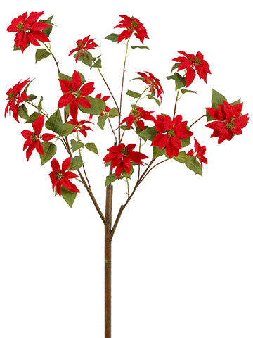 96" Poinsettia Tree Branch  Red (pack of 2)
